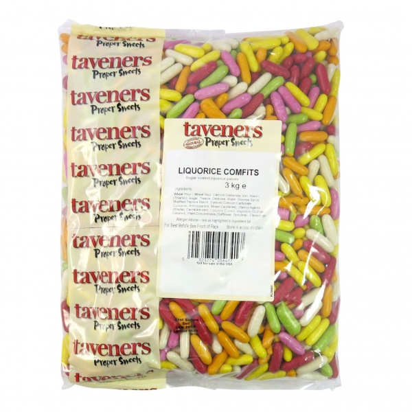 Liquorice Comfits Sweets Taveners Wholesale Bulk Buy Bag 3kg