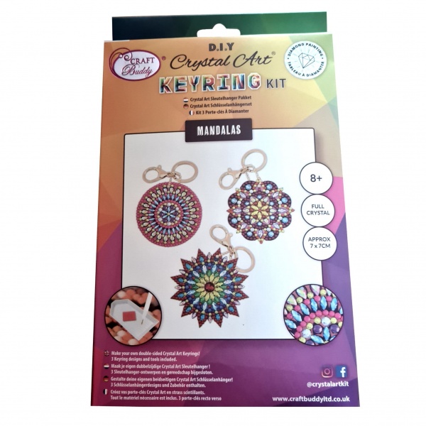 Mandalas Set of 3 Keyrings - Crystal Art Kit Craft Buddy