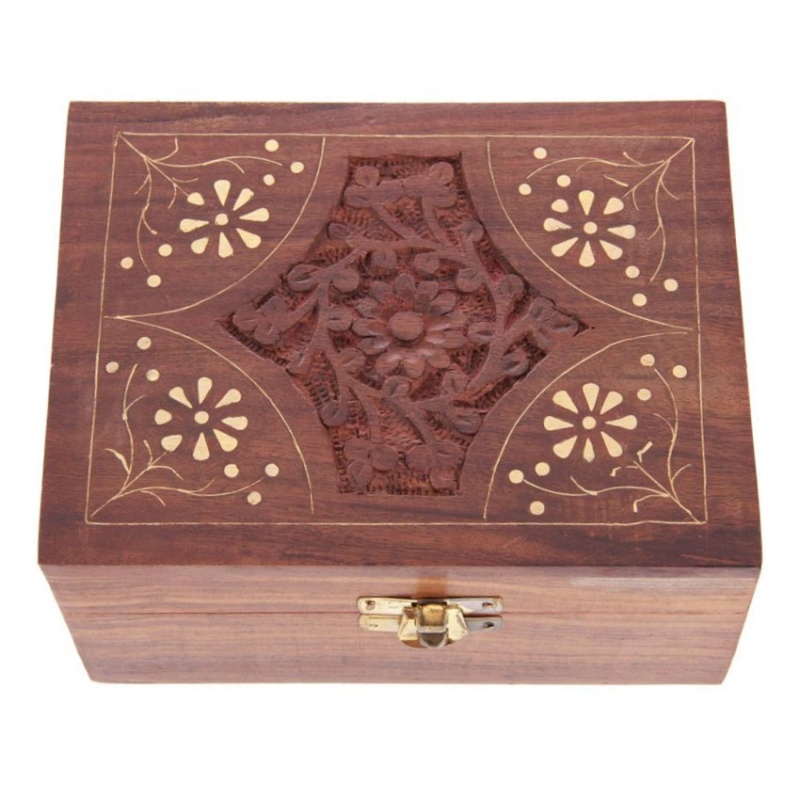 Medium Sheesham Wood Essential & Fragrance Oils Wooden Storage Box (Holds 12 Oil Bottles)