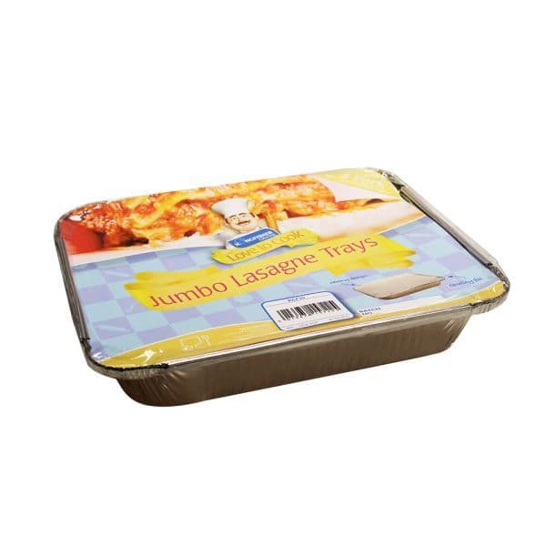 Jumbo Lasagne Foil Trays & Lids - Kingfisher Catering Love To Cook (Pack of 3)
