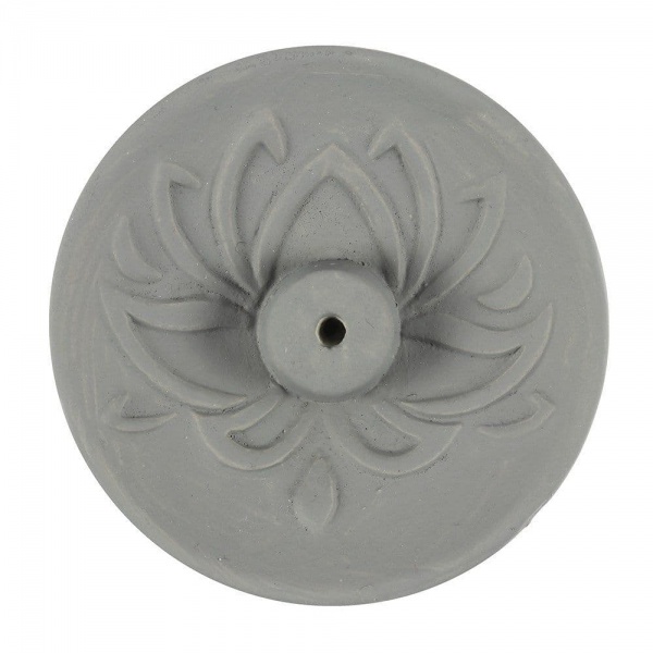 Lotus Flower Grey Terracotta Incense Holder Plate Garden Gift Spirit of Equinox