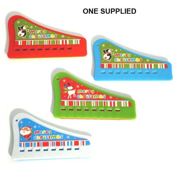 Pan Pipes Music Maker Festive Christmas Design - Assorted Colours (One Supplied)
