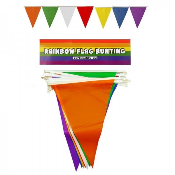 Rainbow 25 Pennants Triangle Flags PVC Party Bunting Henbrandt 7m