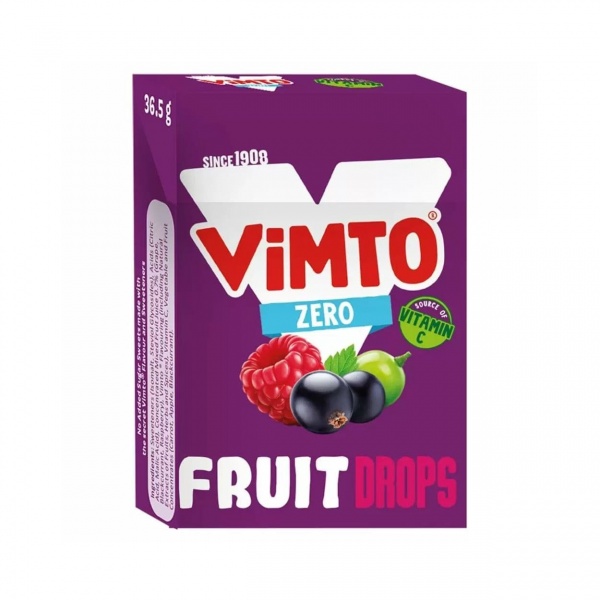 Vimto Zero Sugar Free Fruit Drops  Sweets Box 36.5g