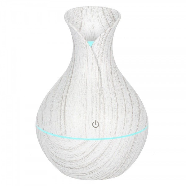 White Wood Grain Effect Medium Round USB Ultrasonic Aroma Humidifier / Diffuser Jones Home & Gift