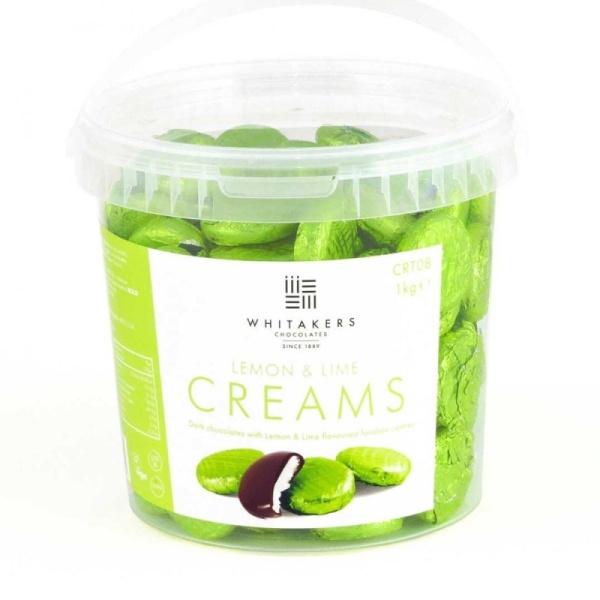 Lemon & Lime Cremes - Fondant Creams Green Foiled Whitakers Chocolates 1kg